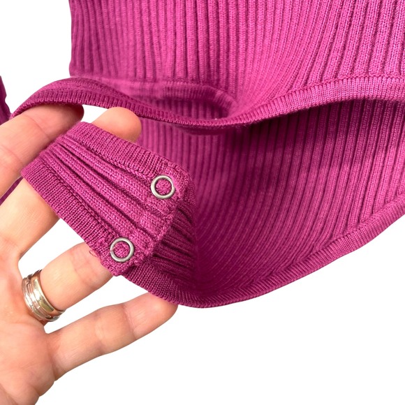 Abercrombie & Fitch‎ ribbed Long-Sleeve Square neck Bodysuit Size S fuchsia pink - Picture 7 of 7